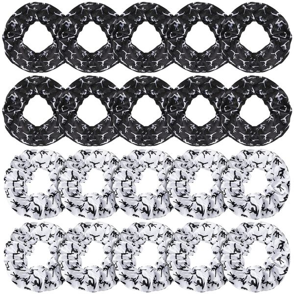 20 Pieces Girls Dance Hair Scrunchies Gymnastics Hair Scrunchies Sports Elastics Hair Ties Gymnastics Dance Hair Accessories for Gymnast Dancer Team Women Girls Hair (Dance Pattern, Black, White)