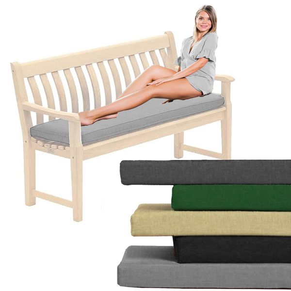 Outdoor Waterproof Bench Rattan Cushion Pad for Garden 2/3/4 Seater 108/143/170cm Thick Long Bench Chair Cushions Pad for Swing Patio (2 Seater-108x45x6cm, Light Grey)