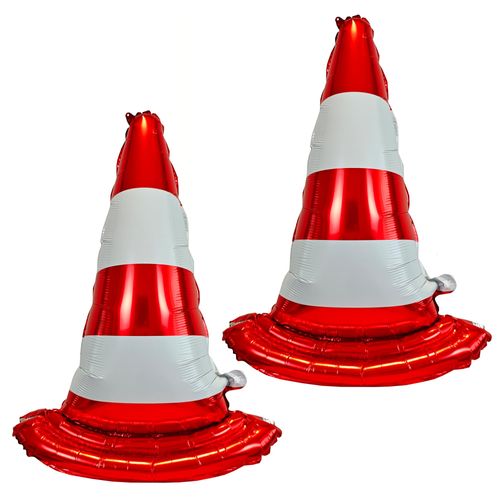 2PCS Self standing Racing Traffic Cones Foil Balloon car balloons for birthday boy race Themed party Baby Shower traffic cones party race track Decorations Supplies