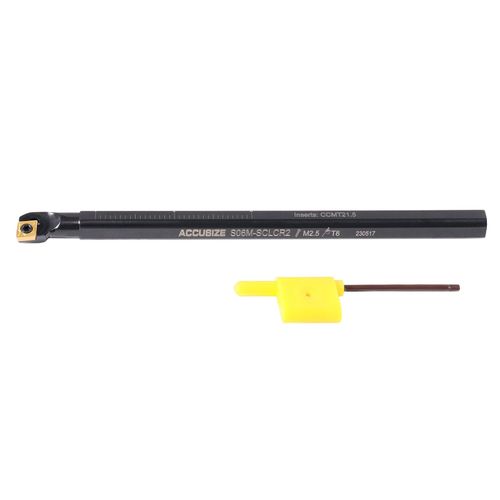 Accusize Industrial Tools 3/8'' x 6'' Overall Length, Rh Sclcr Indexable Boring Bar with Ccmt21.5 Carbide Inserts, P252-S401