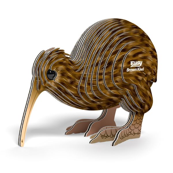 Eugy Brown Kiwi 3D Puzzle, 24 Piece Eco-Friendly Educational Learning Puzzles for Kids 6+