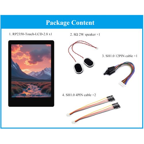 RP2350 2.8inch Capacitive Touch Display Development Board, 240x320, IPS LCD Screen, 5-Point Touch, SPI Interface, Accelerometer and Gyroscope Sensor, Dual-Core & Dual-Architecture Design