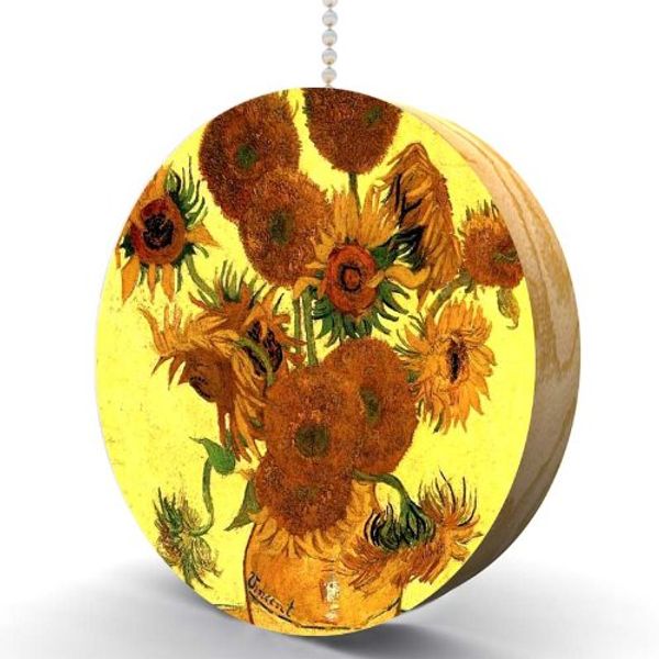 Van Gogh Sunflowers Hardwood Oak Fan/Light Pull
