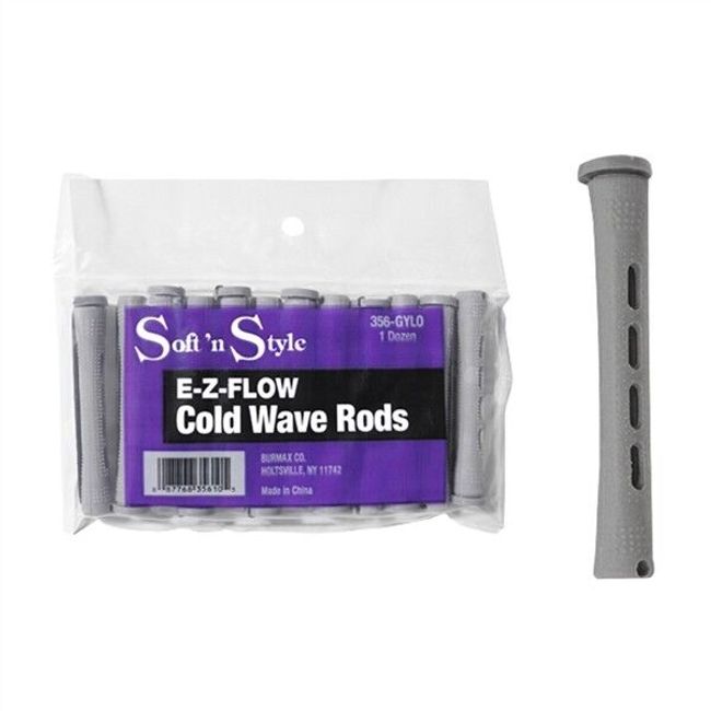 ST-356-GYLO BEAUTY SALON EZ COLD WAVE HAIR PERM RODS - 1 DOZEN GRAY LONG