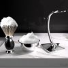 GRUTTI Premium Shaving Brush Set，Luxury Razor and Brush Stand Soap Bowl and Badger Hair Shaving Brush Gift Shaving Sets for Men-Crescent Moon
