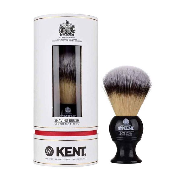 G.B.KENT Handmade Shaving Brush British Royal Purveyor Antibacterial Shaving Facial Wash Brush (M, Black)