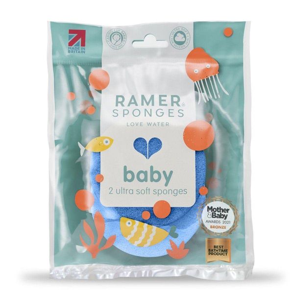 Ultra Soft Baby Sponge Ramer Sponges, Twin Pack, Random Color