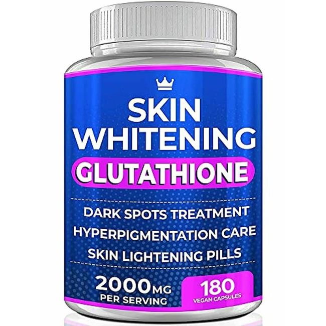 Glutathione Whitening Pills - 180 Capsules 2000mg Glutathione - Effective Skin L