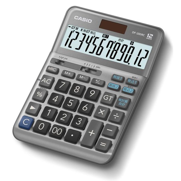 CASIO DF-200RC-N Reduction Tax Rate Calculator, 12-Digit Tax Calculator, Total Function, Desk Type