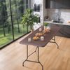 6FT Plastic Folding Table Portable Fold-in-Half Picnic Table with Handle Brown