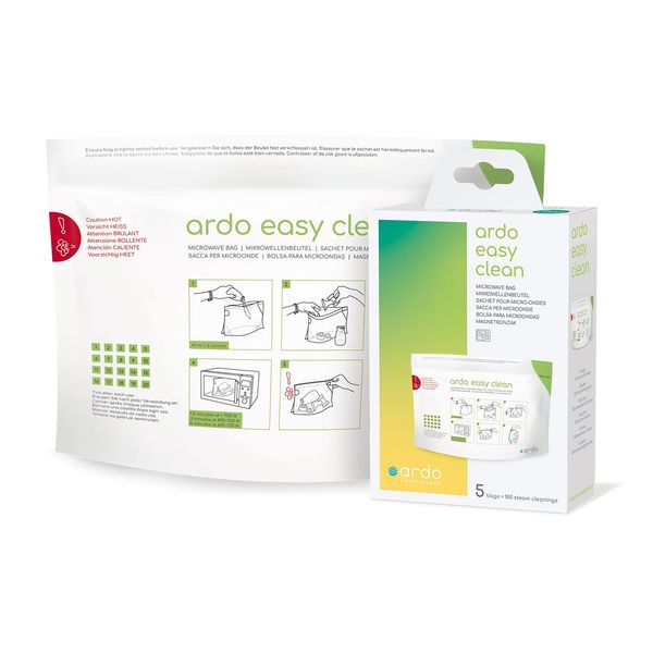 ARDO Easy Clean Microwave Steriliser Bag. Fast, Easy Cleaning of Breast Pump Parts & Accessories. Steam Sterilising Bags for Travel & Home. Baby Bottle/Breastpump Portable Steriliser (Pack of 5)