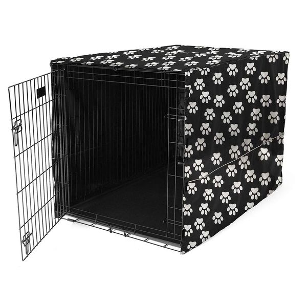 Morezi Dog Crate Cover for Wire Crates, Heavy Nylon Waterproof, Fits Most 36" inch Dog Crates, Easy to Put On, Take Off, and Adjust - Cover only - Black - Large