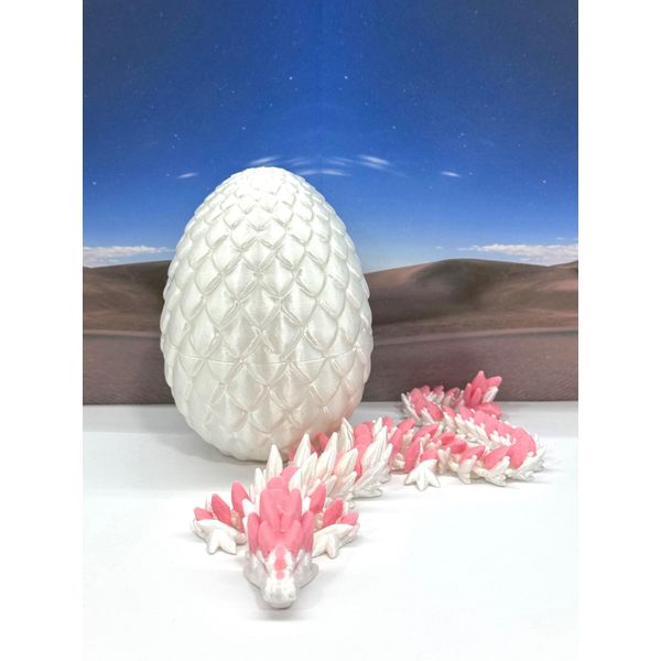 3D Printed Dragon, Articulated Gemstone Dragon with Dragon Egg, Fidget ADHD Autism Toy, Executive Desk Toy Home Office Decor D063WP