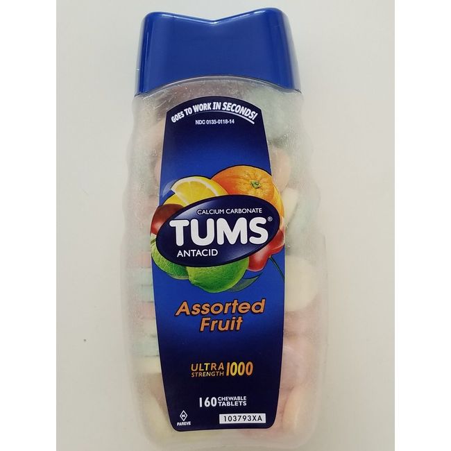 Tums Ultra 1000 Maximum Strength Assorted Fruit Antacid/Calcium Supplement 160ct