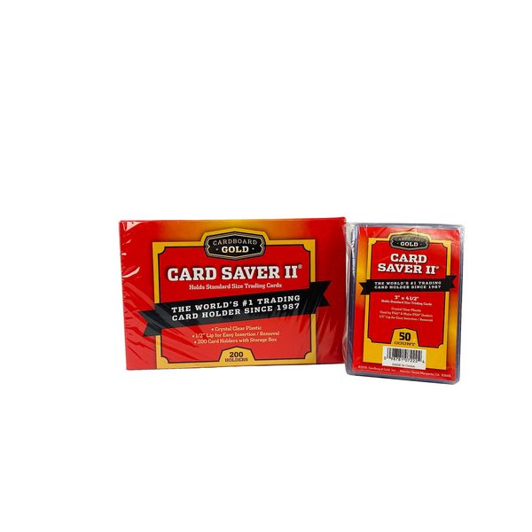 Cardboard Gold Card Saver 2 - Semi-Rigid Trading Card Holder for Baseball Cards, Sports & Trading Cards Storage, 3x4 Inch Protective Sleeves - 2 Packs of 50