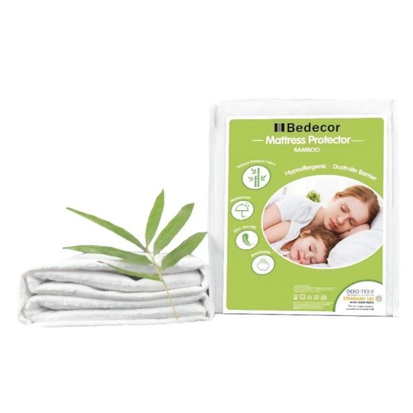 Bedecor Premium Bamboo Viscos Waterproof Mattress Protector - Mattress Cover -【Single Size - 90 x 200 + 30cm】 White