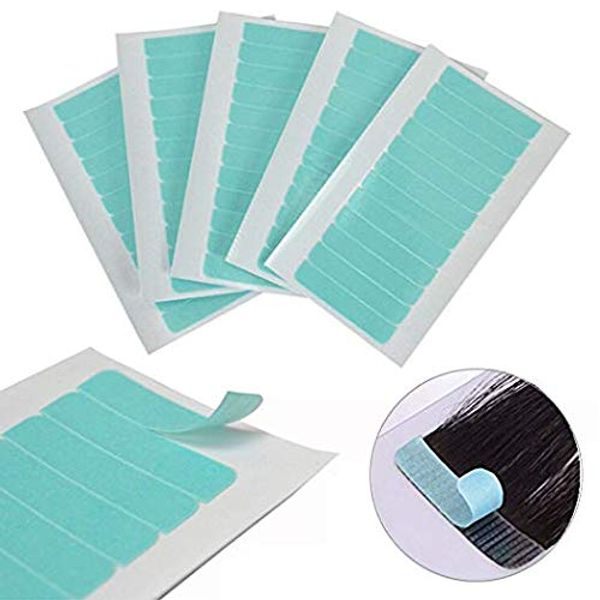 Adhesive Tape Double Sided Hair Extension Tapes Water proof Tape Super thin Professional Hair Tape 60 pcs/Lot 5sheets 4 * 0.8cm for Skin Weft (Blue)