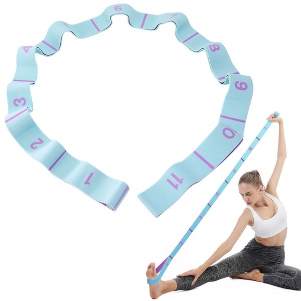 Yoga Stretching Band mit 11 Schlaufen, Hochelastischer Gymnastikband Stretch Gurt für Männer und Frauen Bein Training, Fitness, Tanz, Pilates