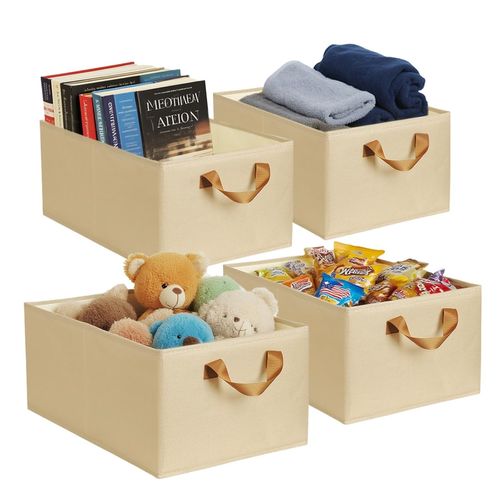 BESWILL 4 Pack Storage Bins, Foldable Storage Baskets for Shelves, Large Fabric Closet Organizers with Handles for Clothing, Toys, Books - Closet Organizers and Storage