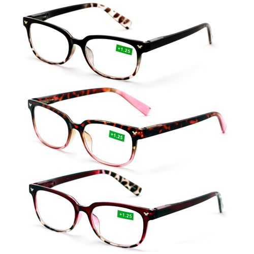 Classic Reader With Spring Hinges Half Translucent Tortoise Reading Glasses Magnification (All 3 Pairs, 5.00)