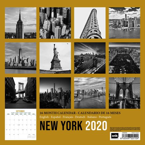 ERIK - New York B/White 2020 Wall Calendar, 16 Months, 30 x 30cm