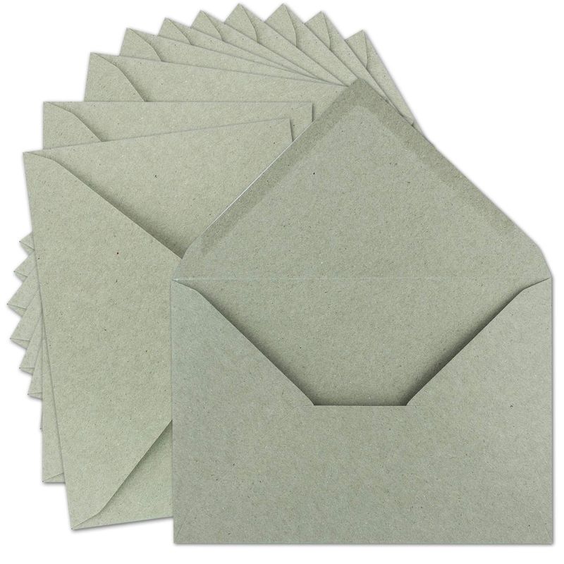 75x vintage envelopes DIN C5 kraft paper 140 g/m² - inside grey