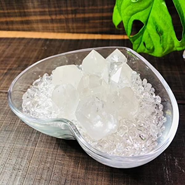 HADOO Heart Glass, Crystal Point, 8 Pieces, Crystal Grain, Purification Set, Aroma Dish