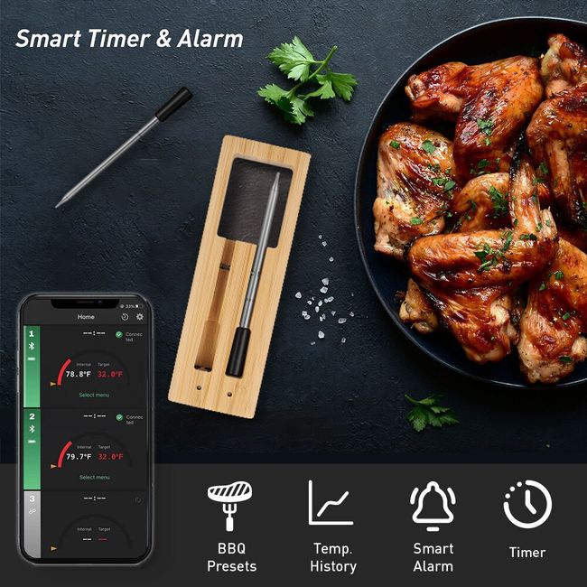 Upgrade Dual Probe Wireless Remote Digital Kitchen Cooking Food Meat  Thermometer - China Wireless Meat Thermometer, Bluetooth Meat Thermometer