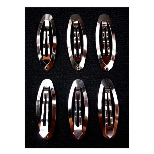 ALL in ONE 50pcs Metal Silver Oval Shape Snap Hair Clips/Barrettes for DIY 50mm