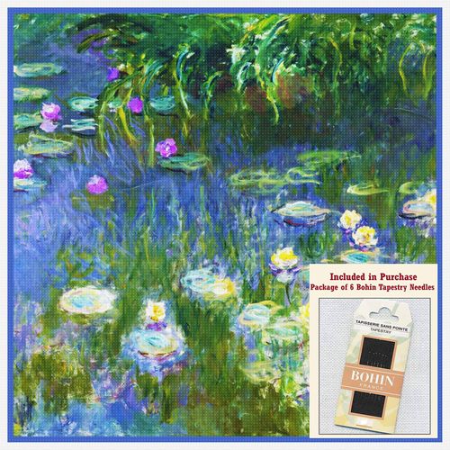 Claude Monet Water Lilies Counted Cross Stitch Pattern with Needles