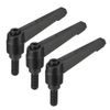 sourcing map M8 x 20mm Handle Adjustable Clamping Lever Thread Push Button Ratchet Male Threaded Stud Knobs Locking Rotating Screw Handles Quick Release Bolt Black 3pcs