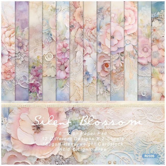 ZAKHSE Scrapbook Paper Pad 6"x 6" Floral Cardstock Paper, 24 Sheets Single-sided Flower Blooming Pattern Paper, Acid-free Decorative Craft Paper Photo Album Background DIY Card Making Supplies