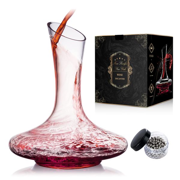 YouYah Wine Decanter,Red Wine Carafe,Wine Aerator,100% Hand Blown Lead-Free Crystal Glass with Cleaning Beads,Wine Decanters and Carafes,Wine Gift with Luxury Packaging,Wine Accessories