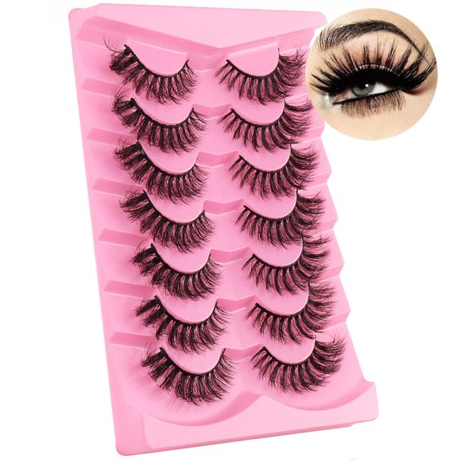 iFeeyea 7 Paare Wispy False Wimpern Natürlicher Look D Lockige Wimpern Extensions Faux Nerz Lash