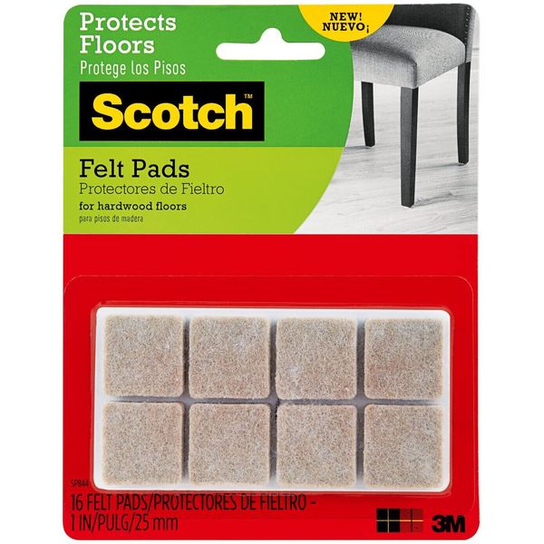 3M SP Scotch Felt Pads: 1 in. square / 16-pack (Beige)