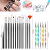 Nail Art Design Professional Paint Kit (20 Pieces), 15 Pieces UV Gel Nail Polish Brushes Set and 5 Pieces Nail Art Paint Dot Pen