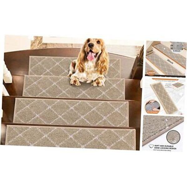 Stair Treads Non Slip Stair Runners for Wooden Steps Machine 4pcs 4 Taupe