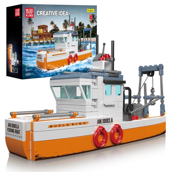 Mould King City Fishing Boat Building Blocks Kits, 10083 Ship Toys Sets, Suitable for Lovers of Ocean Exploration, STEM Gift for Kids, Boys and Girls Ages 8 and Up (315 Pieces)