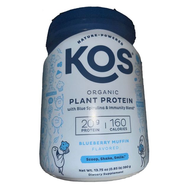 KOS Organic Vegan Meal Replacement Protein Powder Blueberry Muffin Exp 3/24