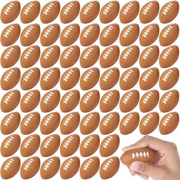 80 Packs Mini Football Sports Stress Ball, Mini Foam Sports Ball, Foam Sports Ball for Football Themed Party Supplies and School Carnival Reward