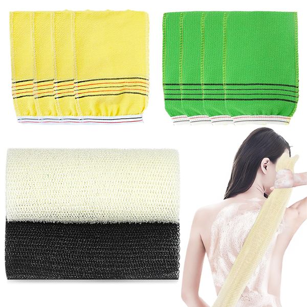 KEYRI 4 Pairs Scrubby Towel 2 Pieces Exfoliating Net, Exfoliating Gloves Callus Scrubber Shower Scrub Mitt, Skin Wash Towel Net Sponge Bath Bath Accessories Spa Massage Sauna (Bath Gloves+Bath Towels)