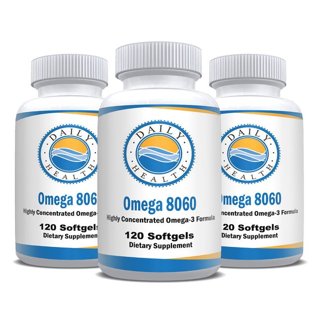 Omega 8060 Fish Oil 2400mg 120 SoftGels Omega-3 EPA DHA Heart Joint Health 3 pk