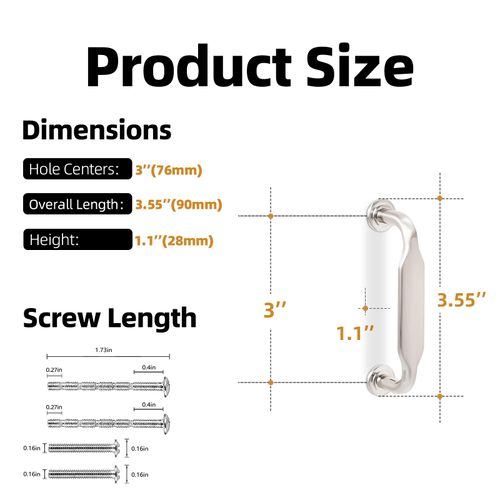 KOMOTIA 10 Pack 3 Inch Cabinet Pulls Brushed Satin Nickel Kitchen Handles Zinc Alloy Drawer Pulls Solid Hardware