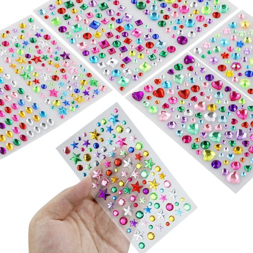 Gem Stickers 8 Self Adhesive Jewel for Crafts Sparkly Flatback Rhinestone Stickers Crystal Sticker for Kids DIY,Self-Adhesive Rhinestone Stickers,Various Shapes Crystal Gemstone for Gluing