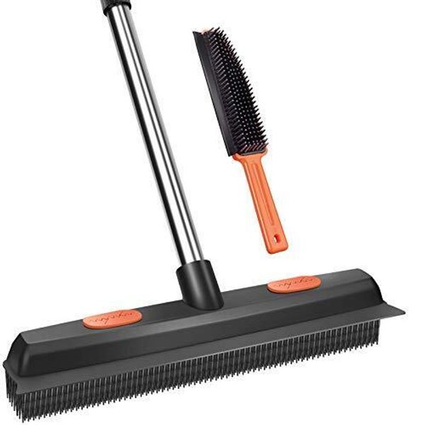 Rubber Broom Carpet Rake For Pet Hair Remover Fur Remover Broom With Squeegee Po