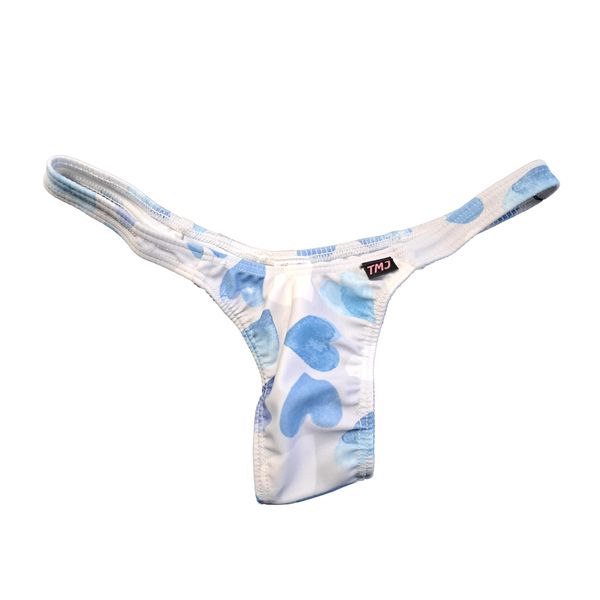 1101398 Women's T-back Heart Pattern T-back Ultra Micro Thong Underwear [TOP MODE JAPAN], Blue