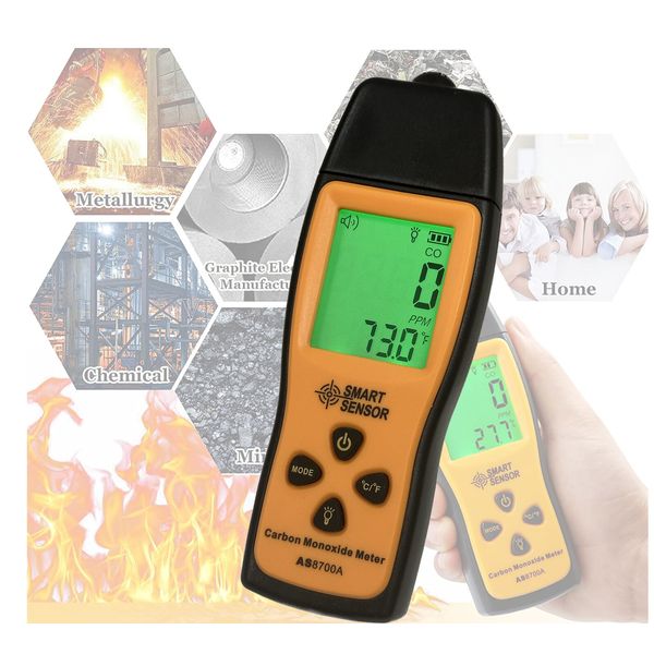 Handheld Carbon Monoxide Meter CO Gas Leak Detector Alarm Precision PPM Temp
