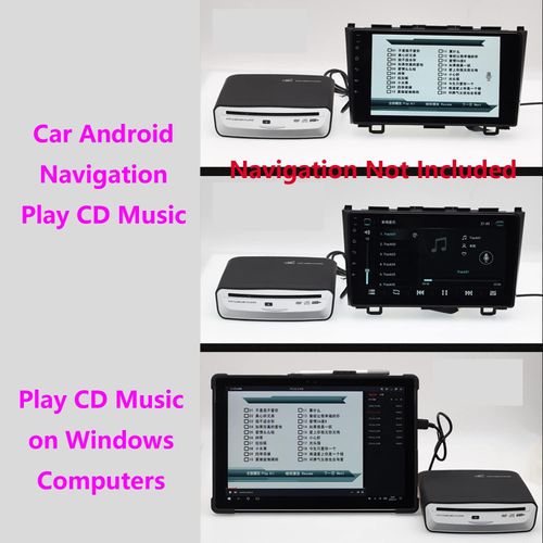 Car External Universal CD Player USB External Car Slot-Load CD Player Compatible with Android Navigation (Android Version 4.4 and Above)/PC/TV-Plug and Play
