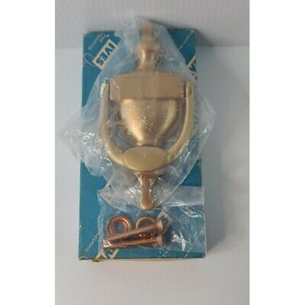 IVES 6" x 3" Door Knocker Solid Bright Brass Finish 752B New IN BOX Old Stock