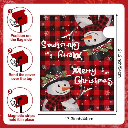 MOUNTCLIM Merry Christmas Mailbox Cover Magnetic Standard 21" x 18", Snowman Winter Mailbox Wrap Post Letter Box Decor for Home Outdoor Garden Holiday